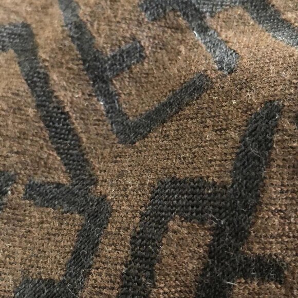 FENDI - Brown Black Wool Scarf 210-051325 - Picture 3 of 6